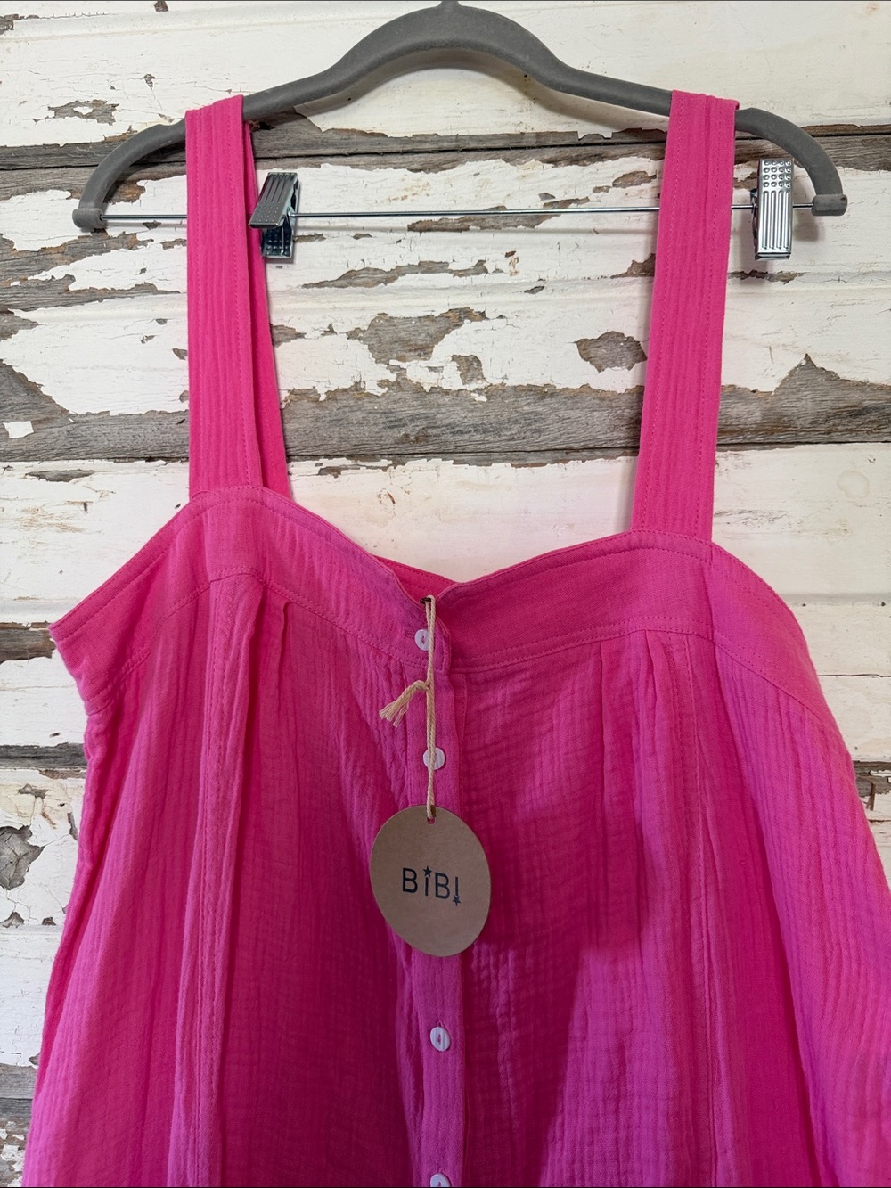 BiBi Hot Pink Sleeveless Button-Front Jumpsuit - Picture 2 of 12